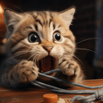 cat chewing on electric cable
