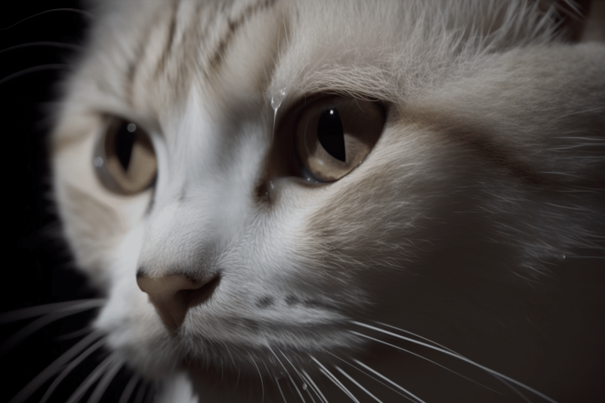 cat looking like its crying